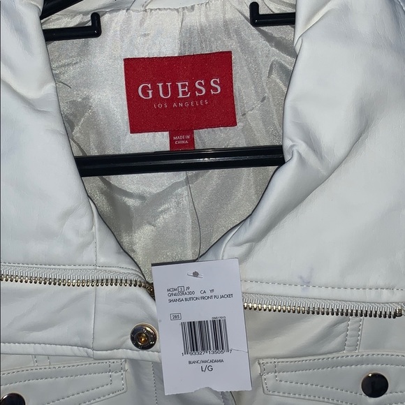 GUESS White Faux-leather Moto jacket - Picture 3 of 5